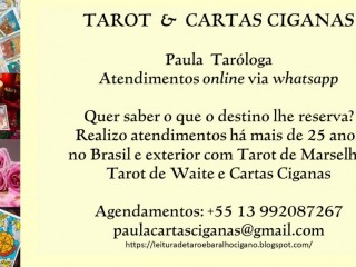 Leitura de Taro e cartas ciganas atendimentos espirituais